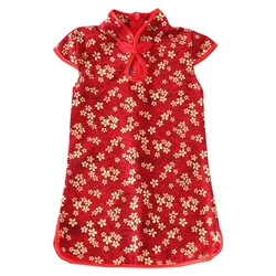 Summer Dress Girl Cheongsam Traditional Clothing Children Chinese Baby Party Kids Fashion Show Red Girls Dresses Qipao Vestidos
