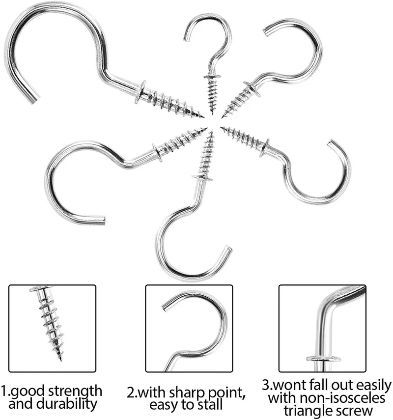 150 шт. винтовые крючки, сверхмощные крючки для чашек, плечевой винт, подвесная вешалка для шляпы, пальто, потолочный крючок для оборудования, инструменты 7 размеров
