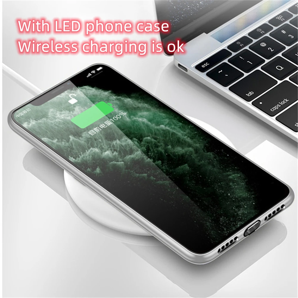For Punk LED Light Up Tempered Glass Mobile Phone Case For iPhone 14 13 12 11 Pro Max X 8 7 6 SE Soft Frame Anti-fall Back Cover
