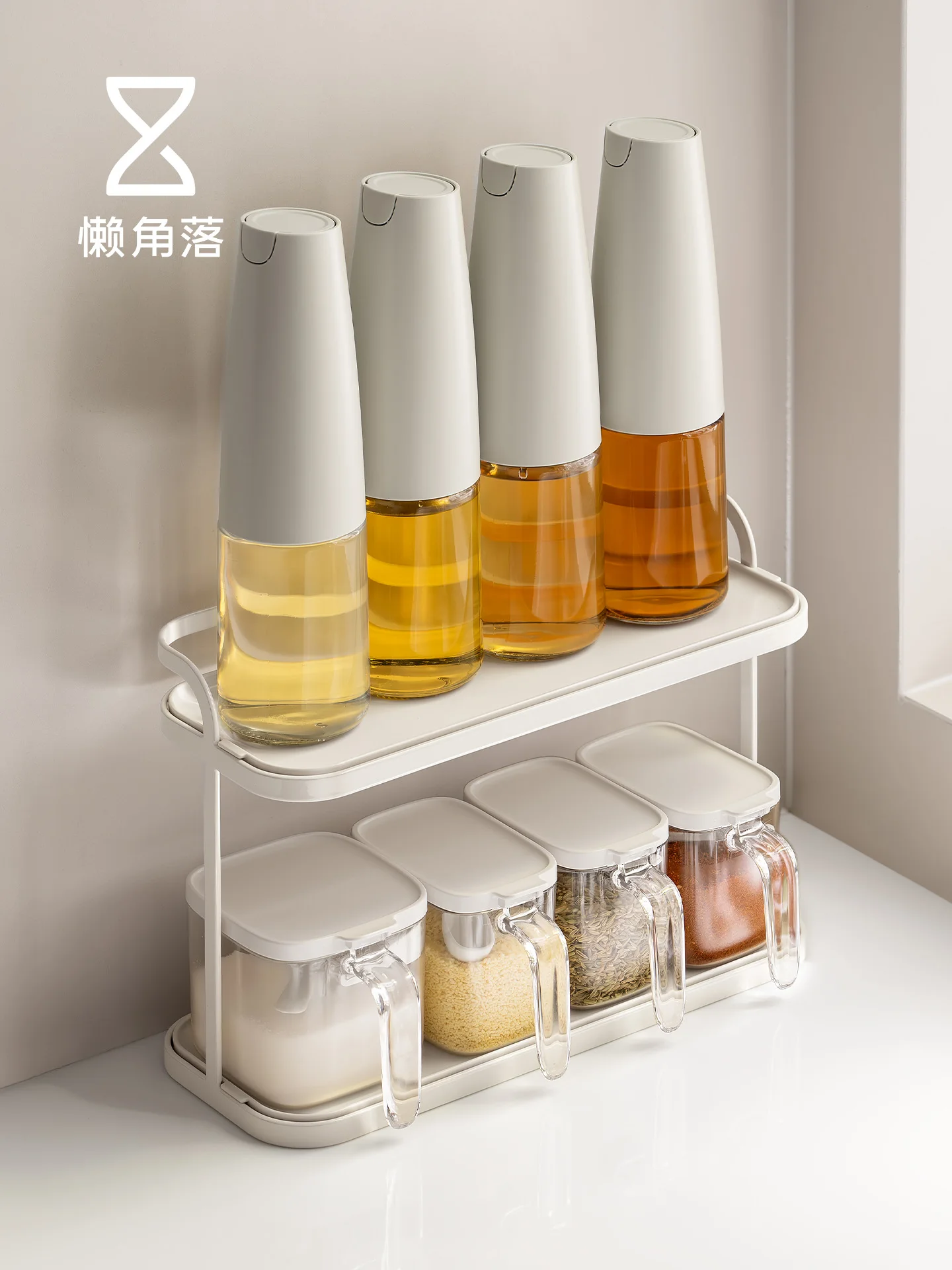 Kitchen Storage Box Set Lazy Corner Soy Sauce Vinegar Seasoning Bottle Home Use Food Grade Condiment Organizer Cylinder Shape