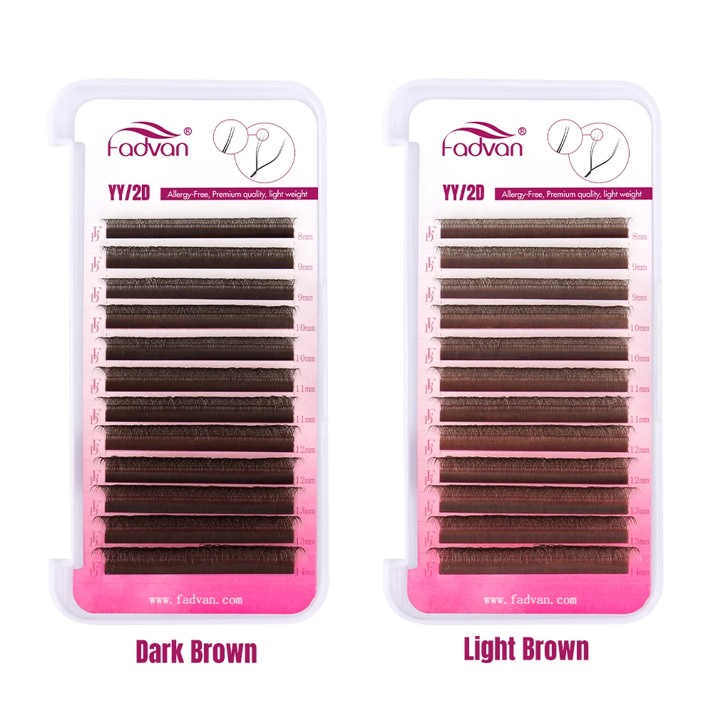 Fadvan Brown YY Lashes YY Shape Eyelashes Extension Soft Natural
