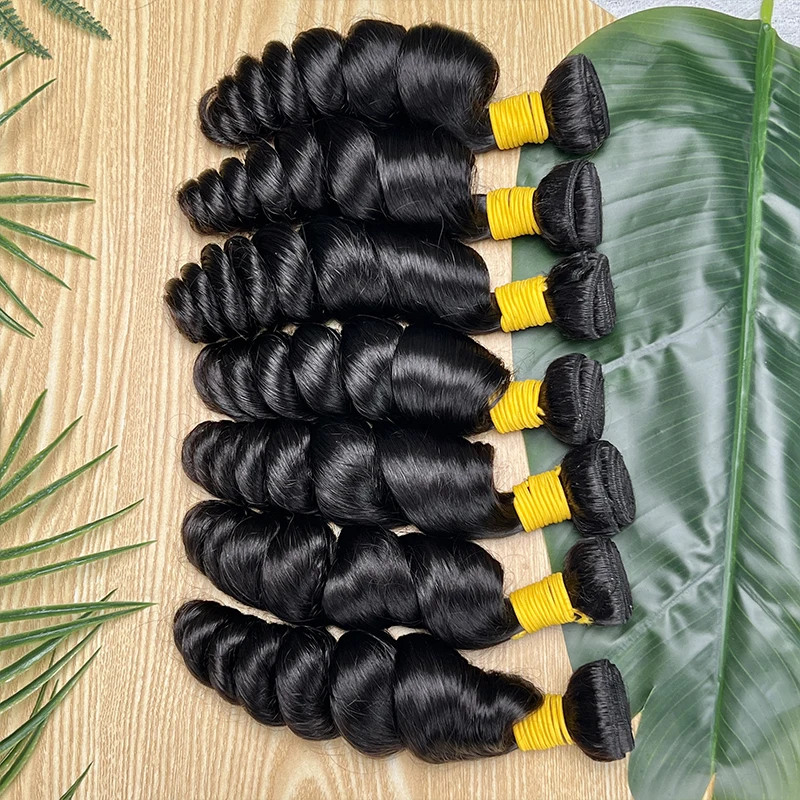 

Свободные волнистые пучки 100% человеческие волосы Необработанные девственные необработанные наращивания 1/3/4 Свободные пучки глубоких волн с двойным утком Оптовая продажа 15А