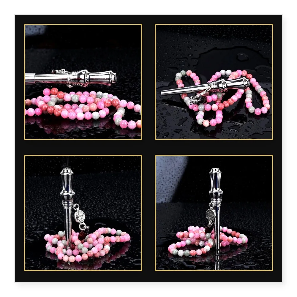 WOLF COOLVAPE Titanium Texture Hookah Mouthpiece with Personal Stone Bead Chain for Hookah Bars