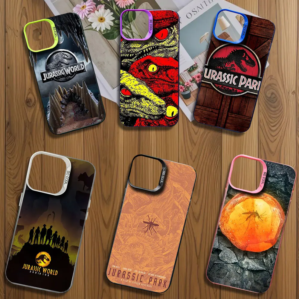 J-Jurassic Park Dinosaur World Phone Case for iPhone 12 11 13 IMD 14 15 16 Max Pro Plus Laser Cover