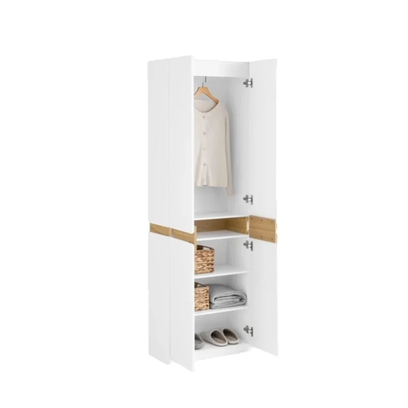 SoBuy KSB01-W Kleiderschrank mit 2 Türen Hochschrank Küchenschrank Aufbewahrungsschrank mit 5 Fächern Mehrzweckschrank