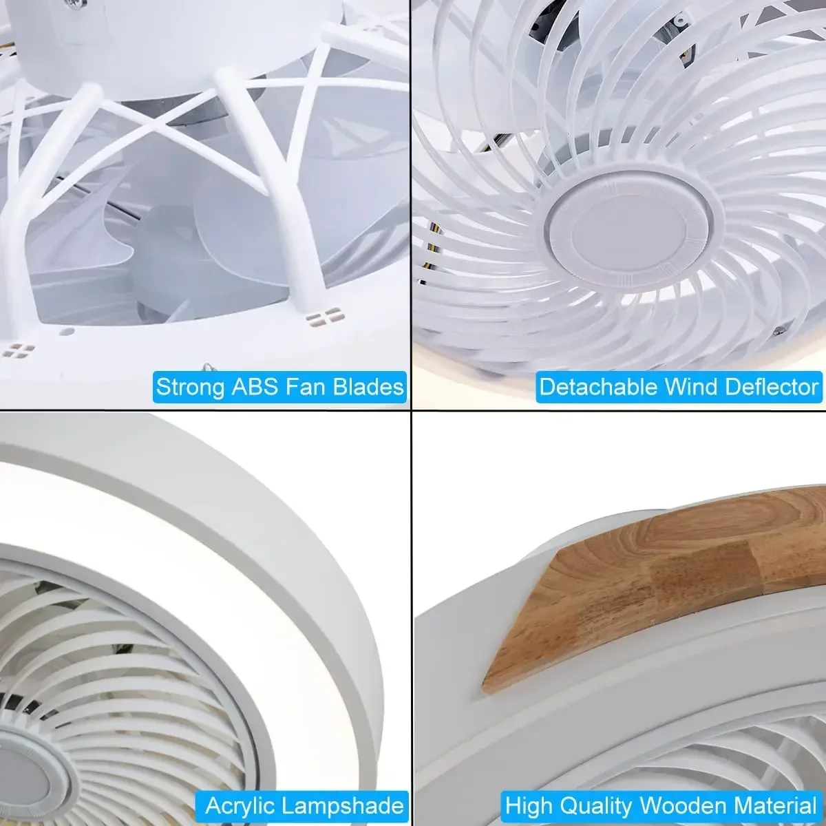 Imagem -06 - Modern Led Low Profile Madeira Teto Fan Lâmpada Luz Interior Controle Remoto Regulável Cor Timing