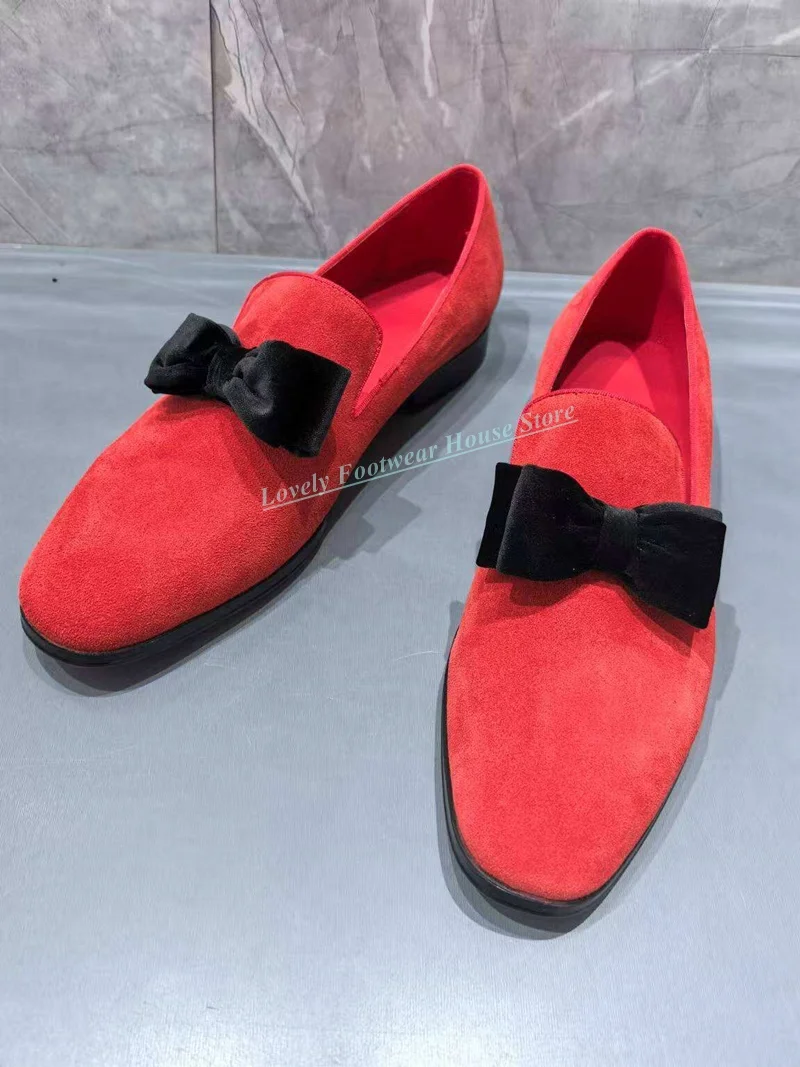 

Comfortable Flat Heel Men Red Faux Suede Loafer Shoes Slip On Anti-Slip Male Spring Autumn Single Shoes