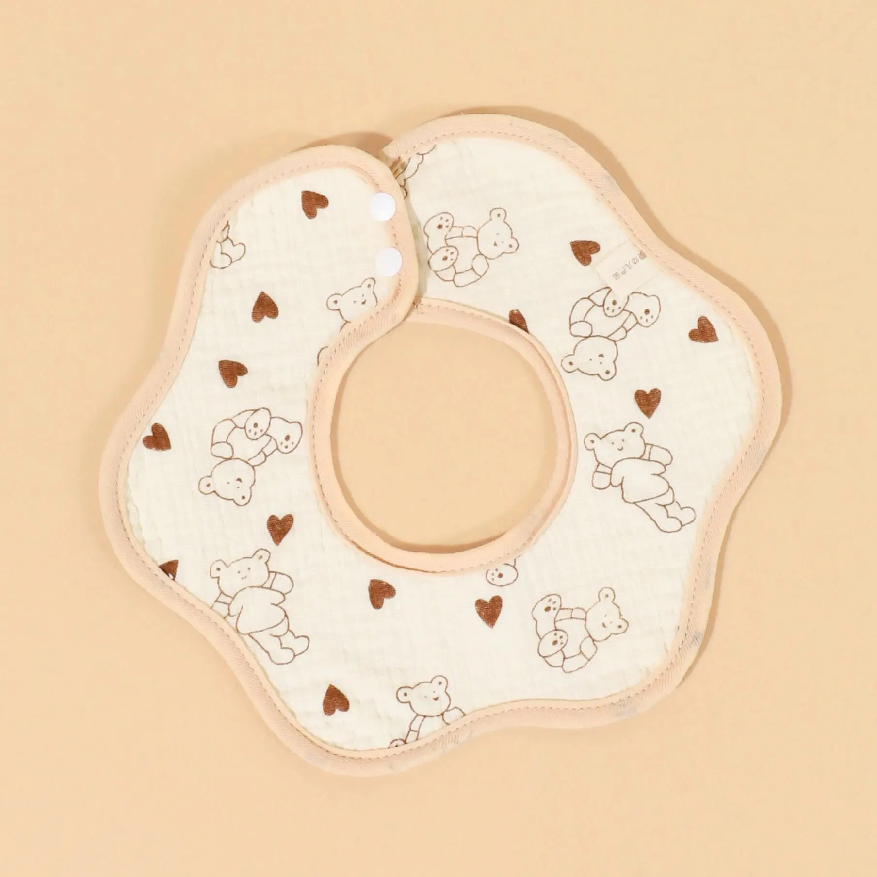 360 Degree Rotatable Shape Teething Baby Bibs Cartoon Printing Breathable Muslin Cotton Drool Bib