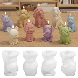 Cartoon Candle Little Puppy Kitten Silicone Mould Cat Dog Labrador Golden Retriever Plaster Doll Decor Animal Chocolate Making