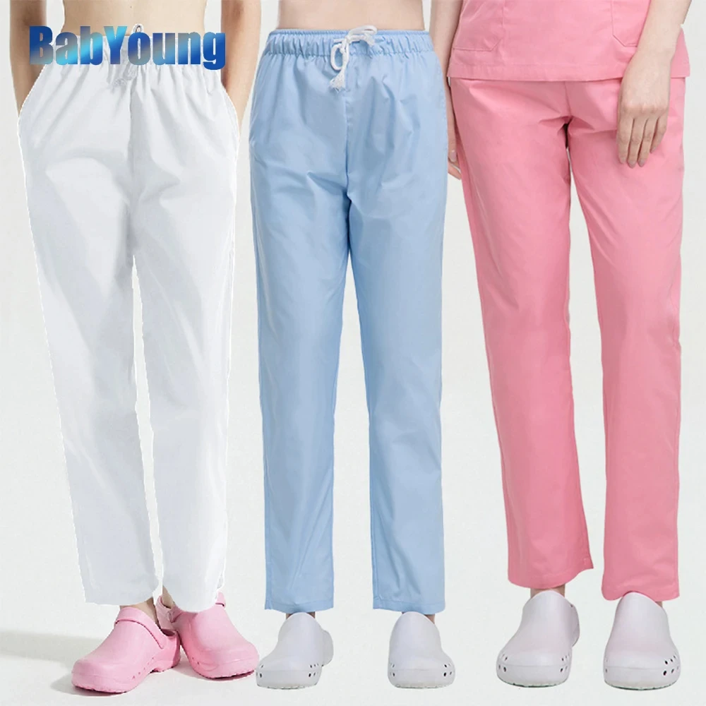 Medische Scrubs Broek Verpleegkundige Uniformen Lab Dust-Proof Werk Bodems Groothandel Scrubs Vrouwen Broek Elastische Taille Broek Verpleging Broek