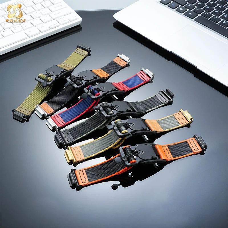 For Casio Farmhouse Oak GA2100/2110 GA-B2100 GM2100 Series Modified Magnetic Woven Nylon Outdoor Canvas Watch Strap Accessories