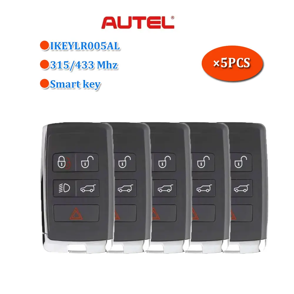 

5pcs Autel Universal Samrt Key IKEYLR005AL for Land Rover Car Remote Key 315/433 MHz 5 Buttons for KM100/IM508S/IM608 Programmer