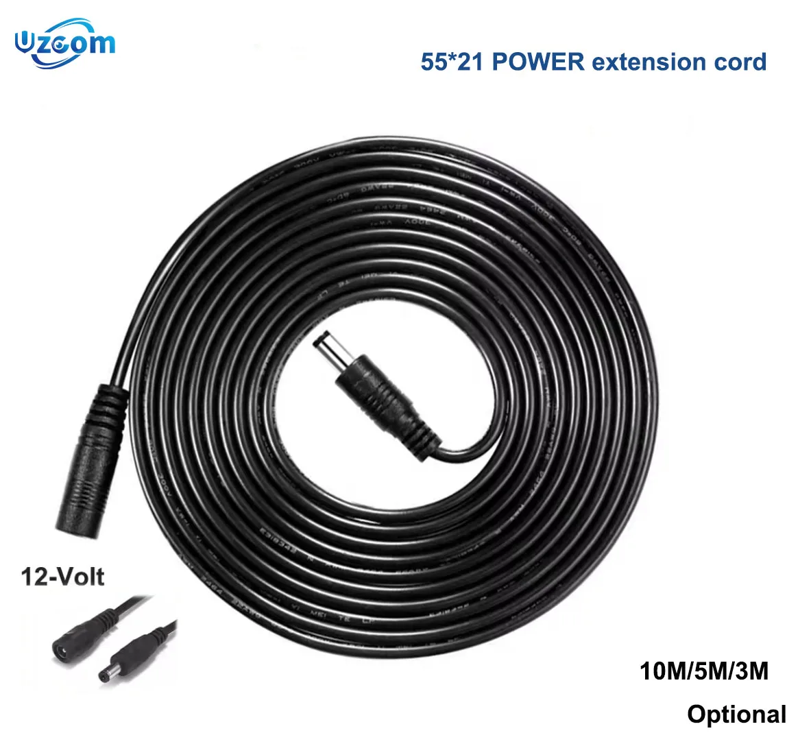 

DC 12V Power 5M/10M Extension Cable 5.5mmx2.1mm DC Plug For CCTV Camera 12 Volt Extension Cord