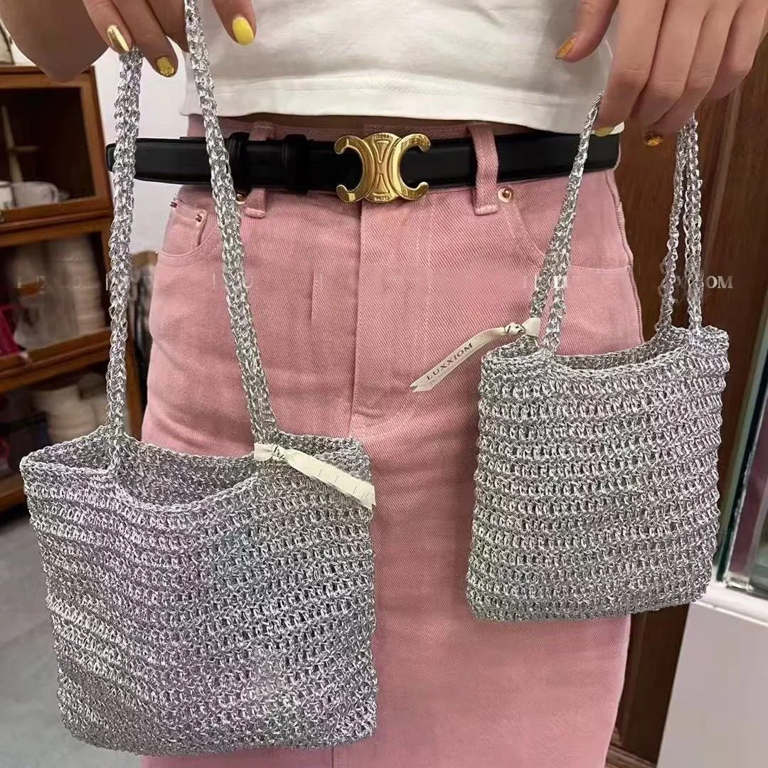 

Модная тканая милая блестящая серебряная тканая вечерняя маленькая сумка через плечо, женская сумка, женский кошелек для телефона, ручная сумка