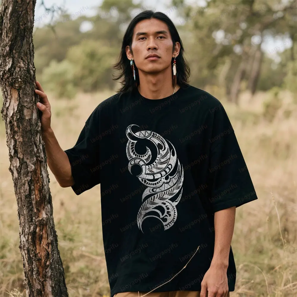 Camiseta del símbolo de MAORI, camiseta con estampado con dibujo de cultura nativa, camiseta de la tribu nativa Tribal Haka Indians, ropa de verano para hombre al aire libre