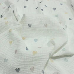 135cm Width Double-Layer Cotton Gauze Crepe Heart Yarn Fabric, Love Clothing Bedding Fabric