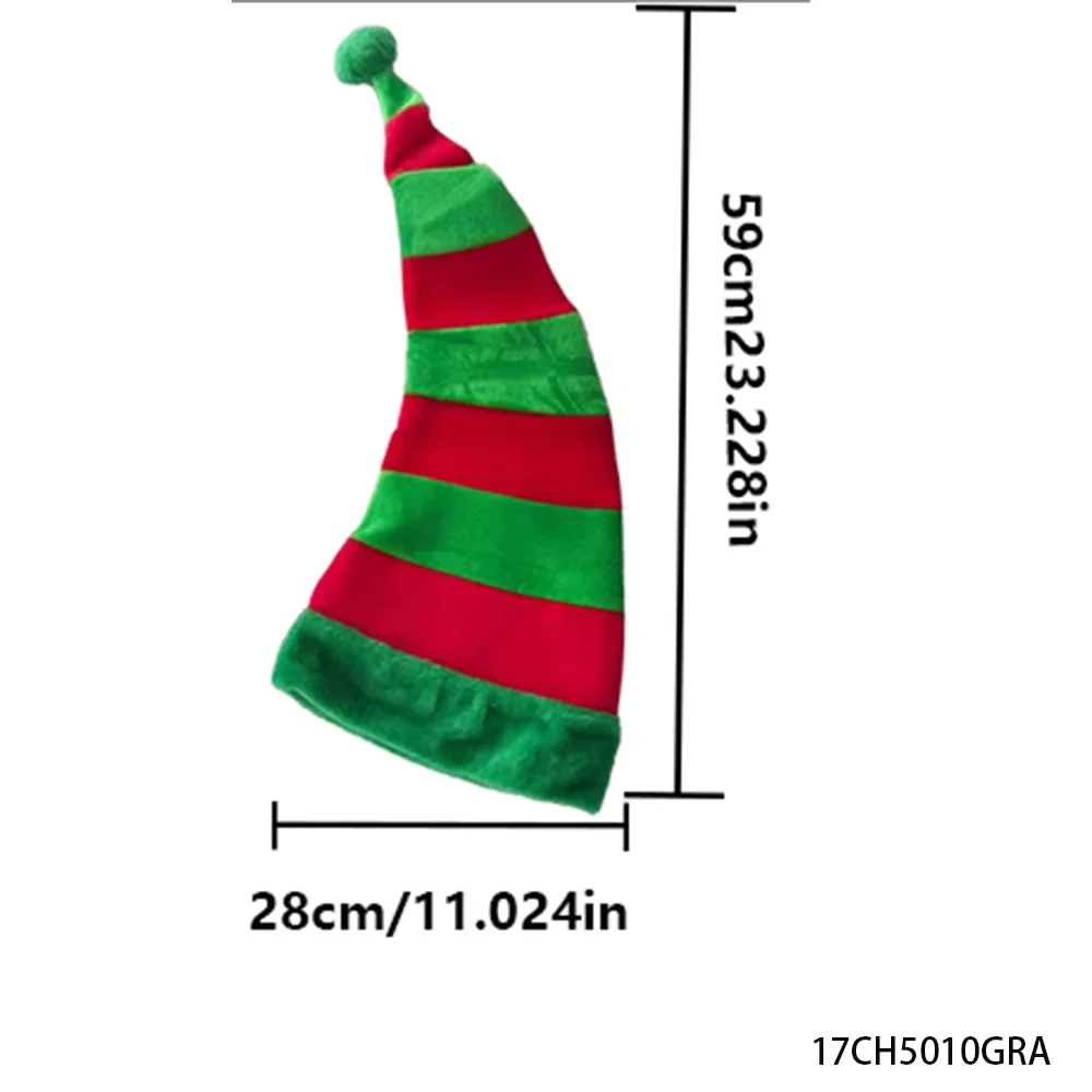 PESENAR Suministros para fiestas y festivales con sombrero de elfo a rayas navideñas
