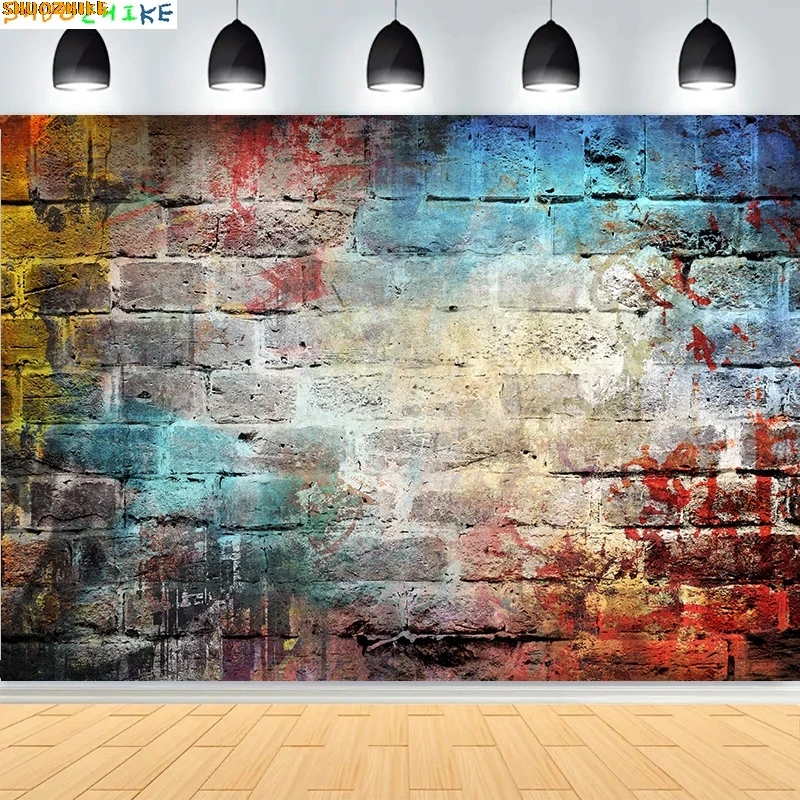 الطوب جدار Grungy خلفيات للتصوير الفوتوغرافي الدعامة غرفة قديمة موضوع المنتج الكتابة على الجدران الطفل الطفل صورة استوديو الصور خلفية QD-10