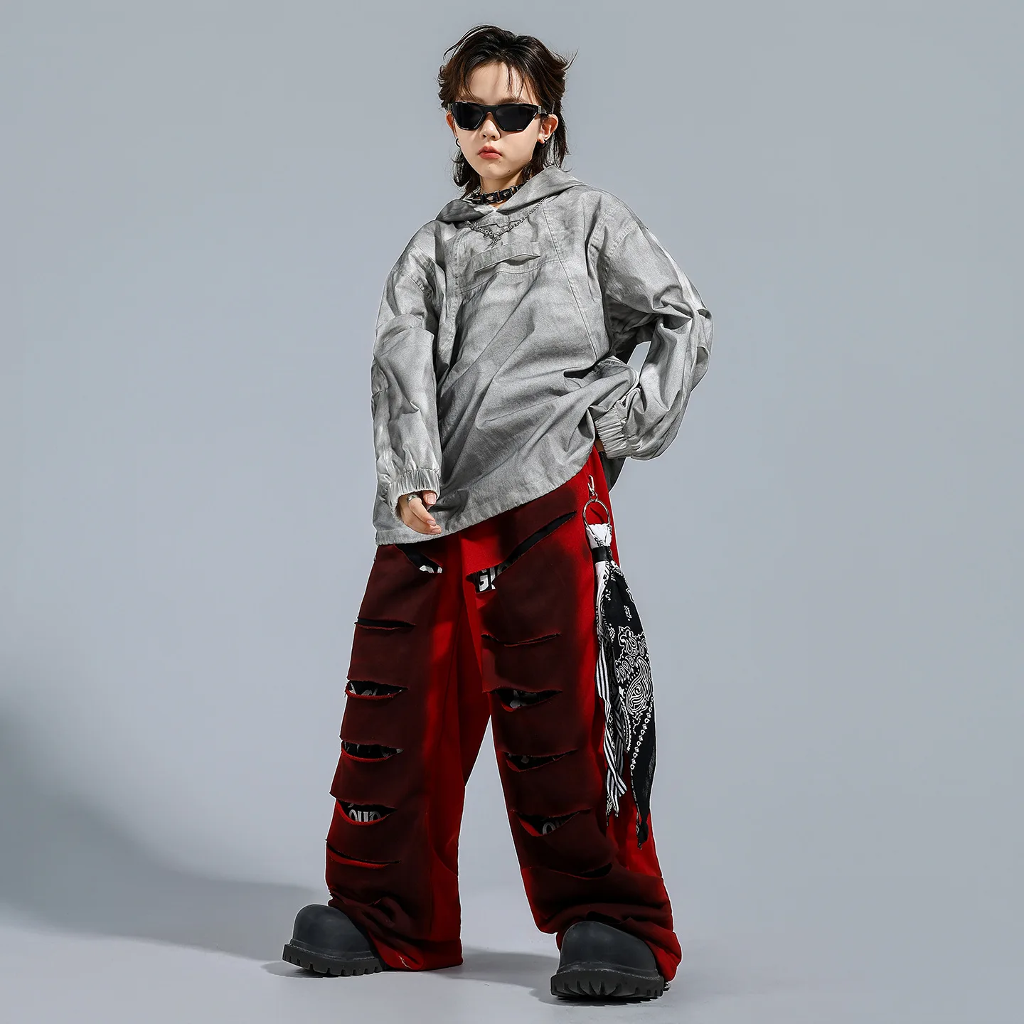 Costumes K-pop pour enfants, sweat-shirt à capuche ample pour garçons et filles, pantalon Cargo de danse de rue, Cool Streetwear, ensembles de vêtements de Jazz pour enfants