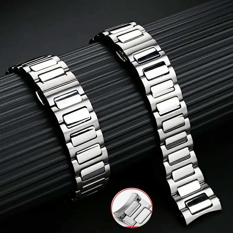 

Arc Mouth Stainless Steel Bracelet 22mm for Mido Helmsman Series M049.526 TV Gradient Green Original WatchBand watch strap chain