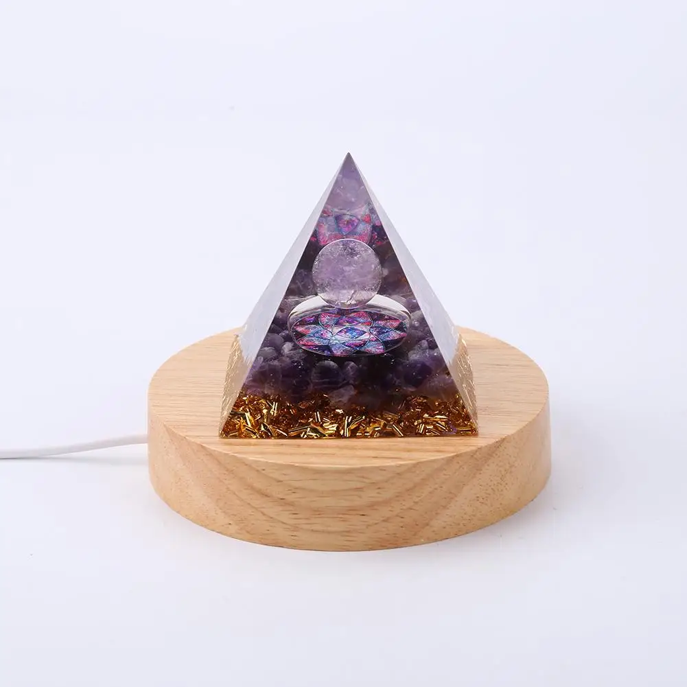Wooden Base Holder Display Stand for Art Crystal Energy Pyramid Ornament Glass Illumination Lighting Accessories