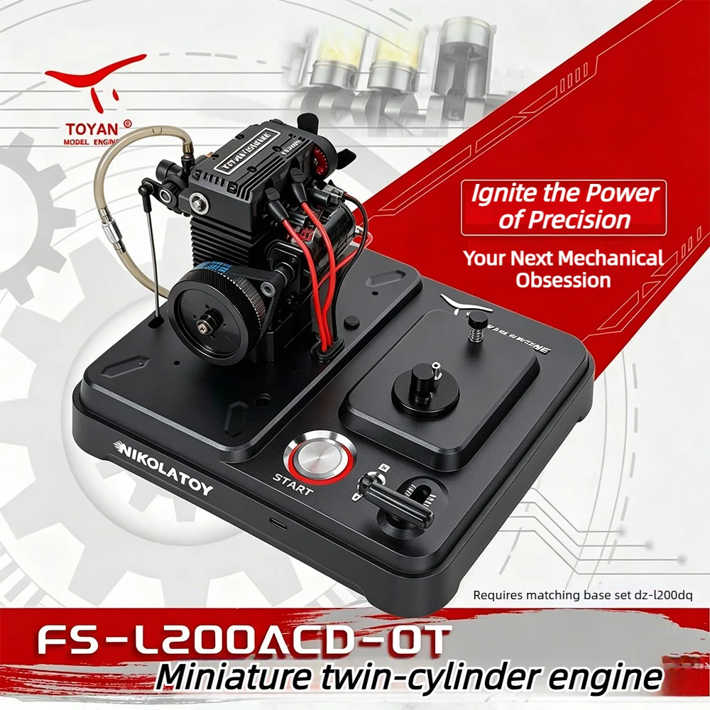 

NIKOLATOY & TOYAN FS-L200A Miniature Twin-Cylinder Internal Combustion Engine Model Fuel-Powered DIY Cool Ornament Gift for boy