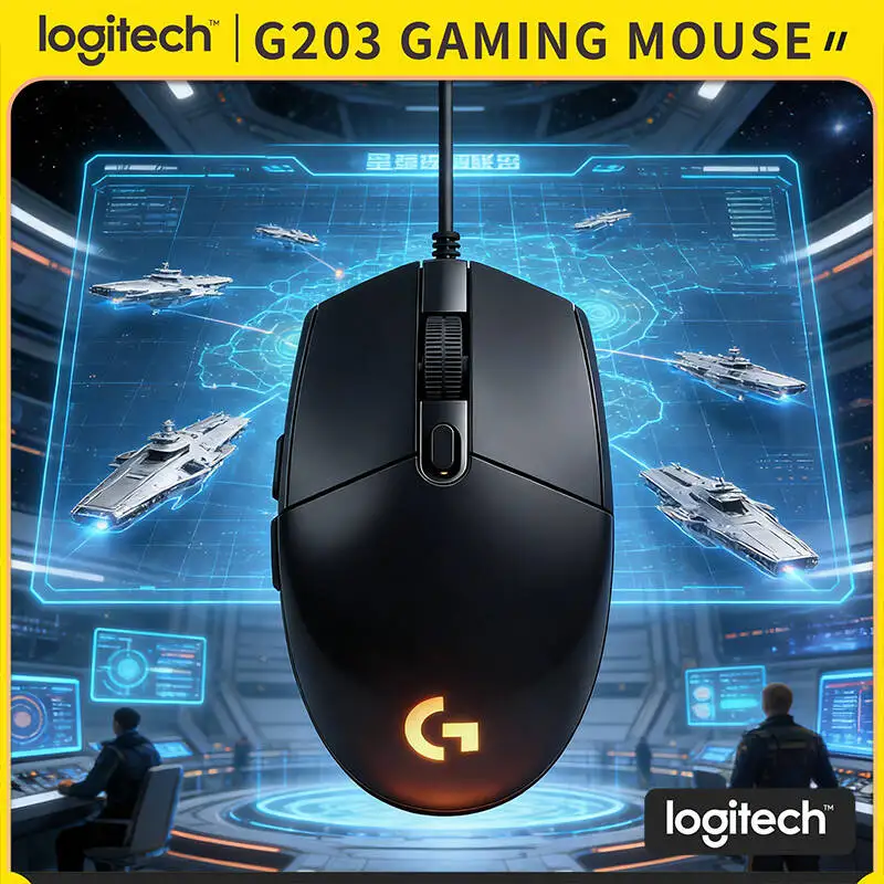 

Logitech G203 Wired Optical Gaming Mouse, Lightsync RGB Customization, 8K DPI, 1.8m Cable, Great for Gamers