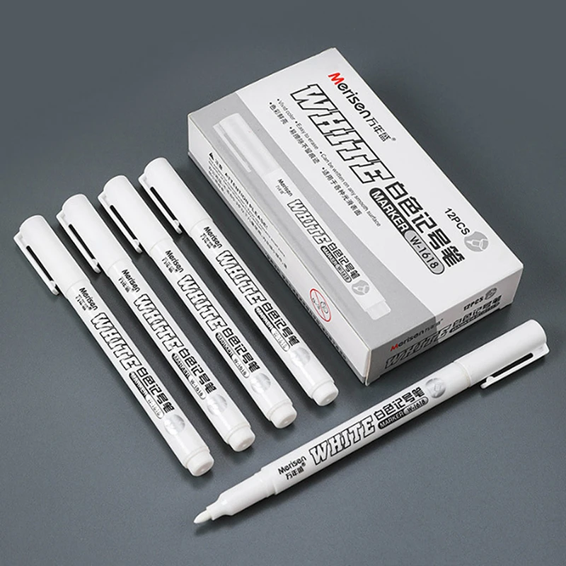 for Fabric Wood Leather Marker White Marker Pen Alcohol Paint Oily Waterproof Tire Painting Graffiti Pens Permanent Gel Pen