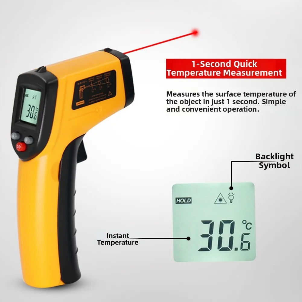 Temperature Meter Infrared Thermometer HVAC Inspection Powered By 2x AAA Batteries Measurement Range -50 400 C