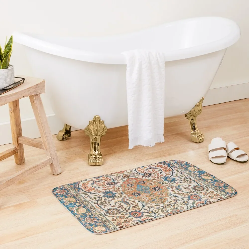 

Isfahan Antique Central Persian Carpet Print Bath Mat Anti-Slip Bathtub Quick-Drying Bathroom Bathroom Accessory Mat
