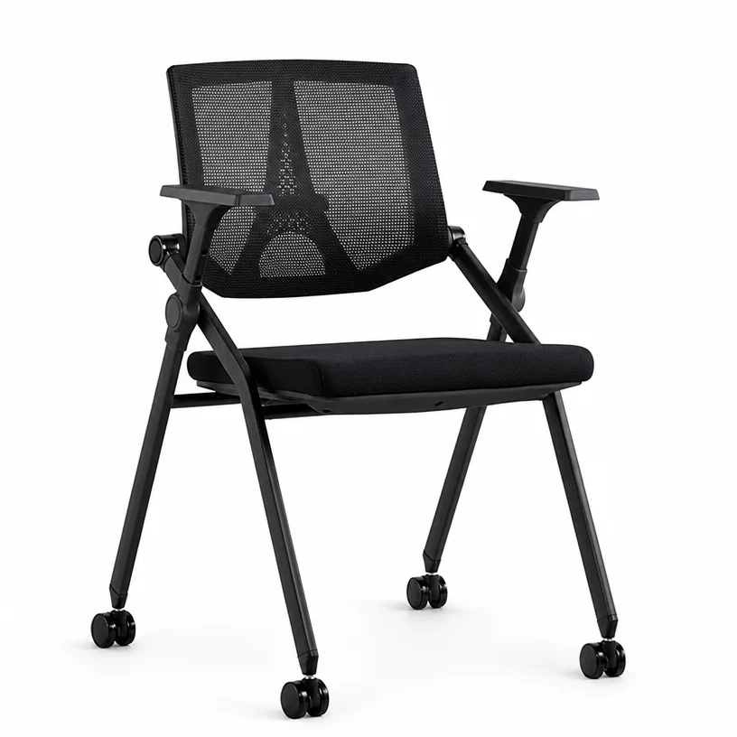 Foldable Ergonomic Office Chair with Casters Comfortable Computer Chair High Back Study Training Meeting Business Chair