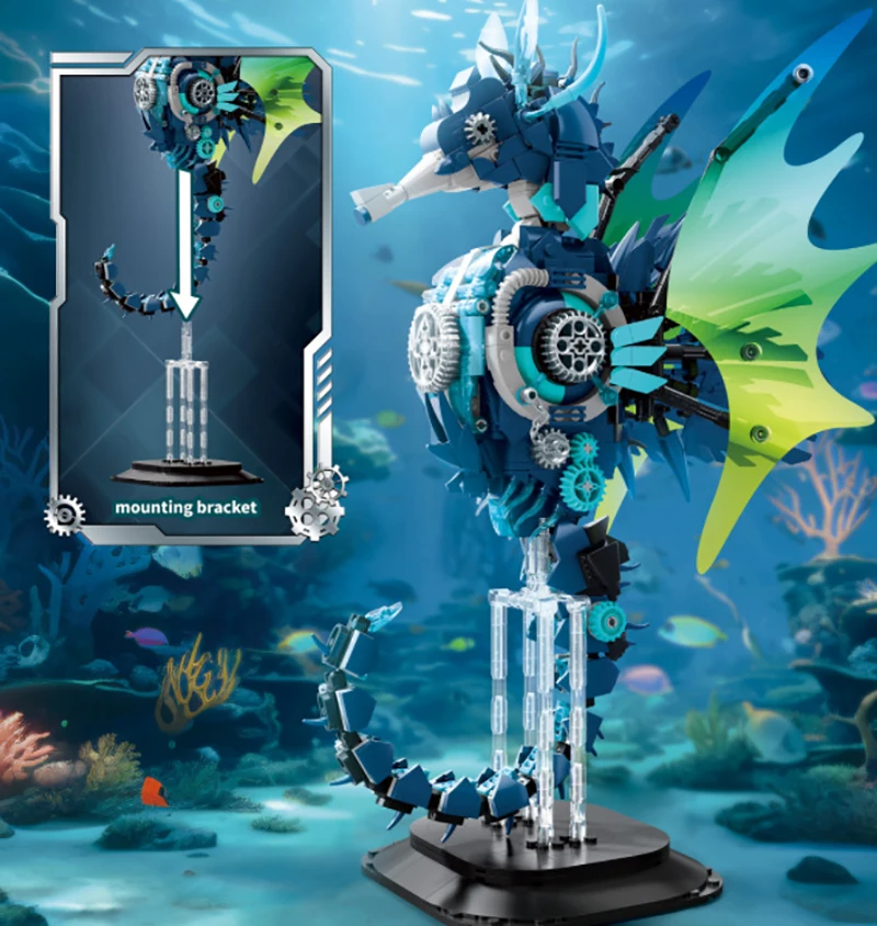 Mechanical Marine Animals Seahorse Building Blocks Biomimetic Animal Model Movable Joint Bricks Toys Compatible With LEGO
