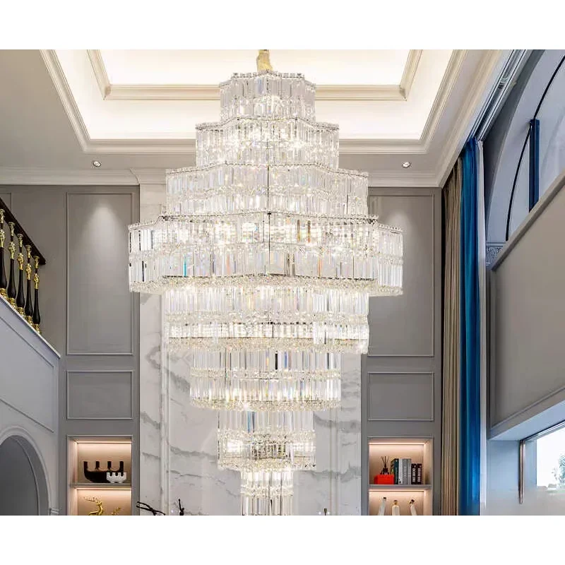 Duplex building chandelier villa living room modern light luxury hall hotel lobby