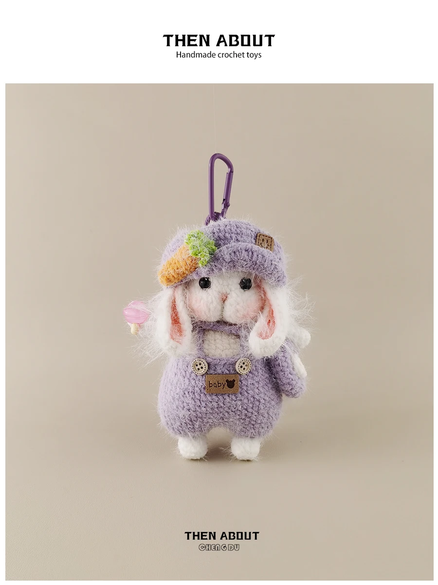 Thenabout Sugar Rabbit Doll Bag Charm Keychain Pendant High-End Gift Fashion Accessory Capri Hat Toy for Handbags