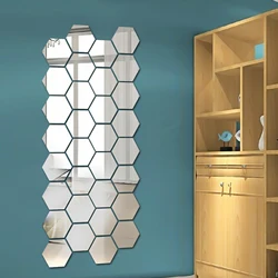 12pcs Wall Mounted Mirror Wall Stickers Hexagonal Honeycomb Shaped Acrylic Sticker For Wall Door Bathroom Home Decoration Props