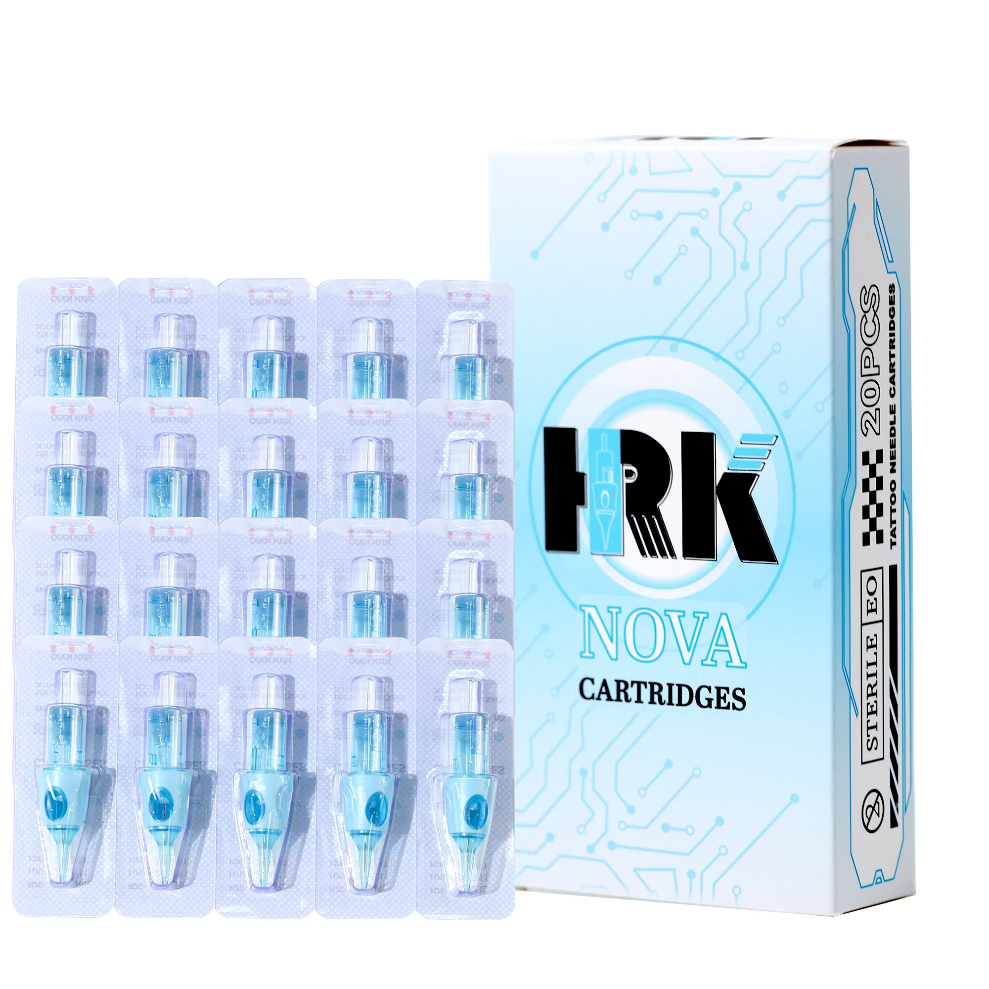 

Disposable HRK NOVA Tattoo Cartridge Round Liner 20PCS Tattoo Needles Finger Ledge for Cartridge Rotary Tattoo Machine Supplies