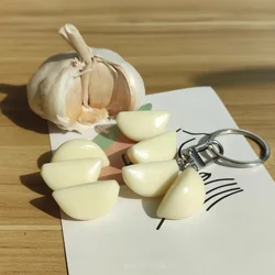 1:1 Simulated Garlic Clove Key Chain Women's Bag Charm Simulated Food Cart Key Chain Student Kids Couple DIY Accessories