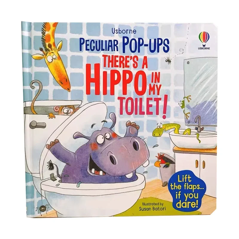 usborne picture story book bedtime story books brinquedo aprendendo atividade de ingles ha um hipopotamo no meu banheiro pop ups 3d 01