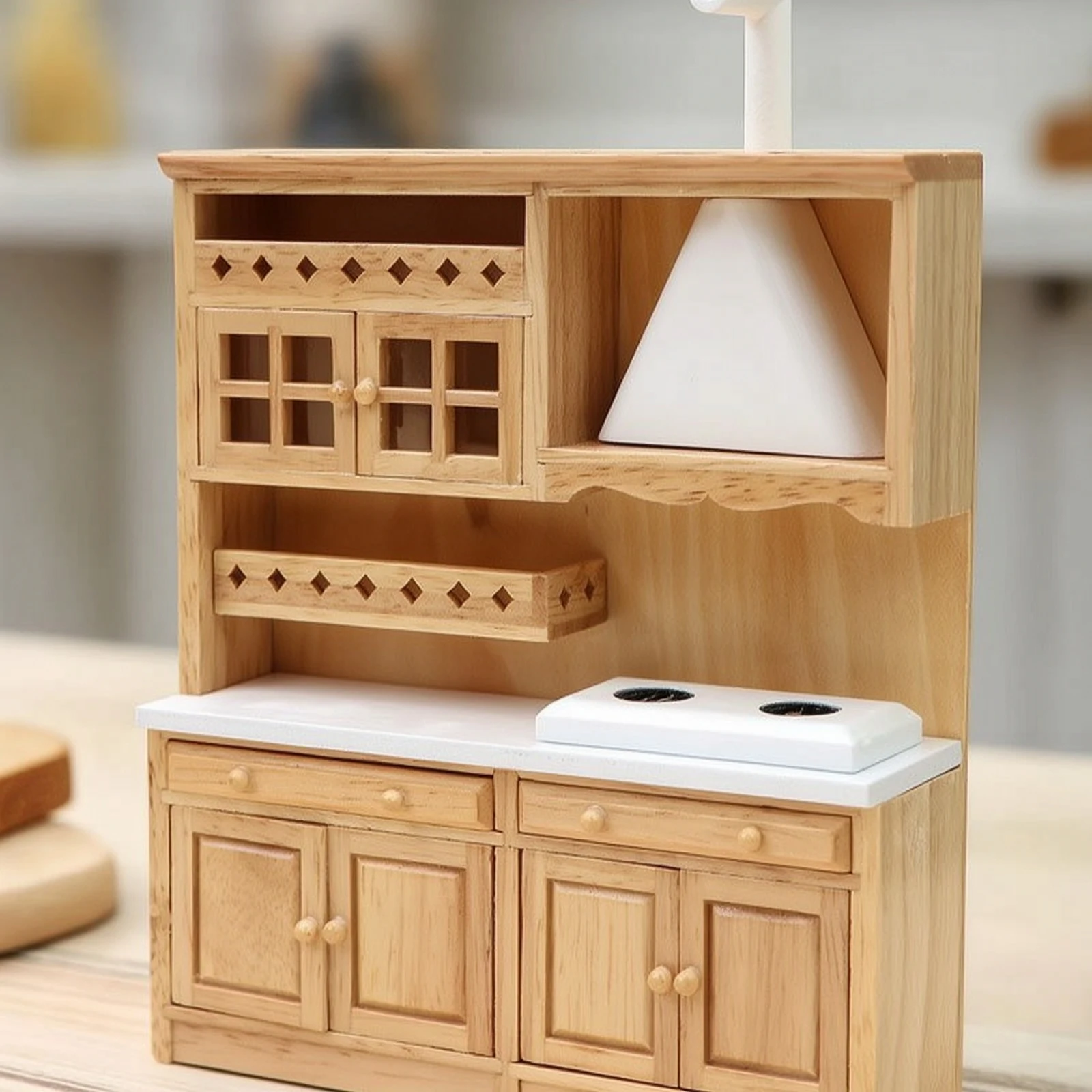 Dollhouse Cabinet Sturdy Miniature Cabinet Dollhouse Furniture Compact Miniature Cupboard Functional for Collectors view 6