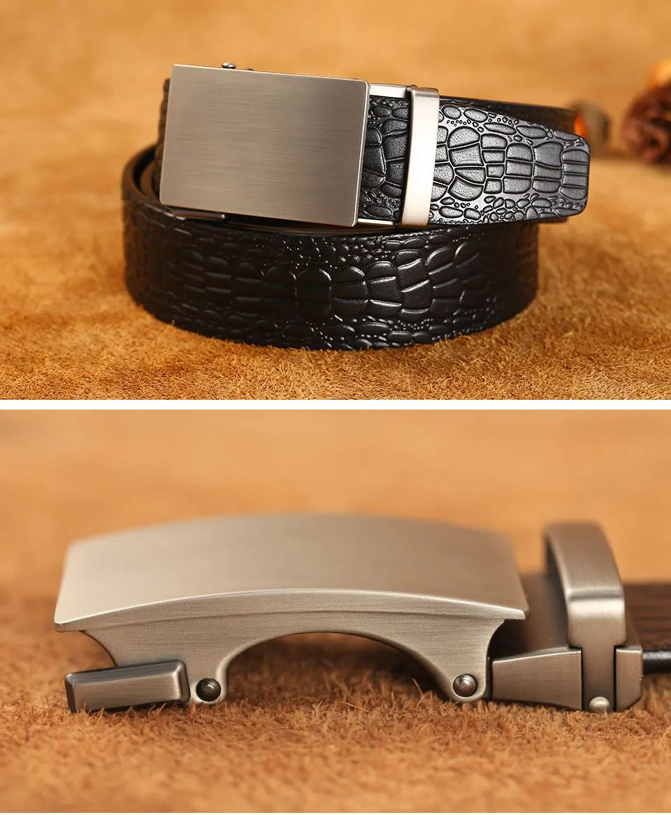 Krokodil Muster Männlich Gürtel Luxus Marke Automatische Männer Gürtel Rindsleder Leder Hüftgurt Echtes Leder Gürtel Für Jeans – Detail 7