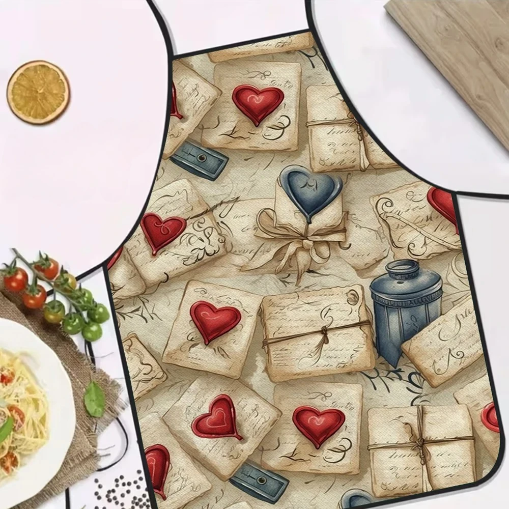 

Vintage Love Letter Style Apron, Universal for Kitchen BBQ Restaurant, Durable & Easy To Clean