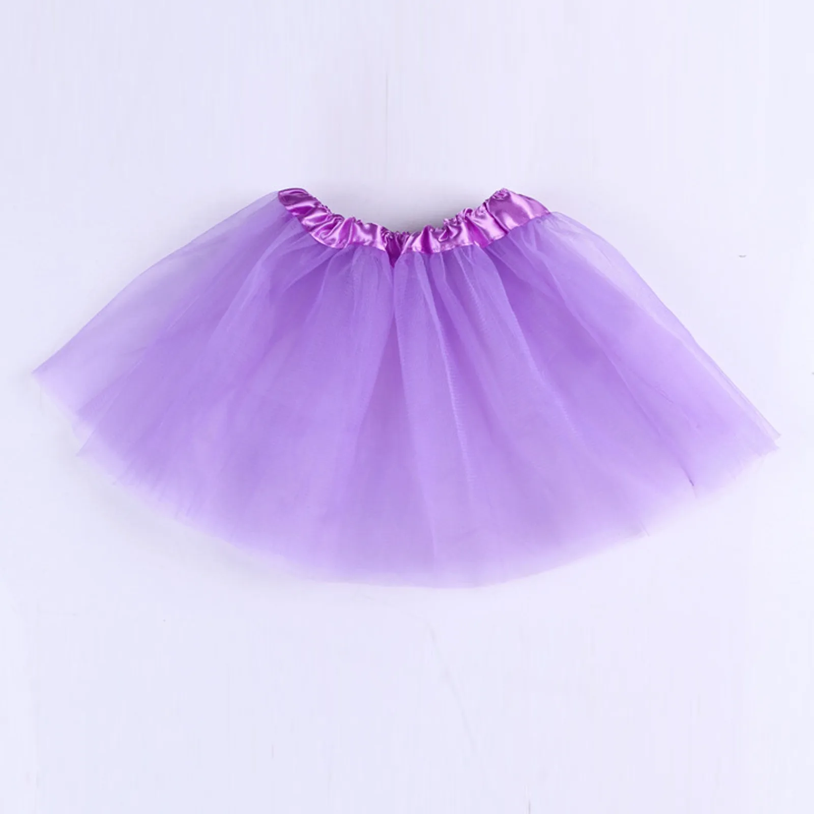 Girl Elastic Ballet Dancewear Tutus Mini Skirt For Birthday Party Dance 3 Layer Tulle Tutu Skirt For Kids Princess 2-8y Girls