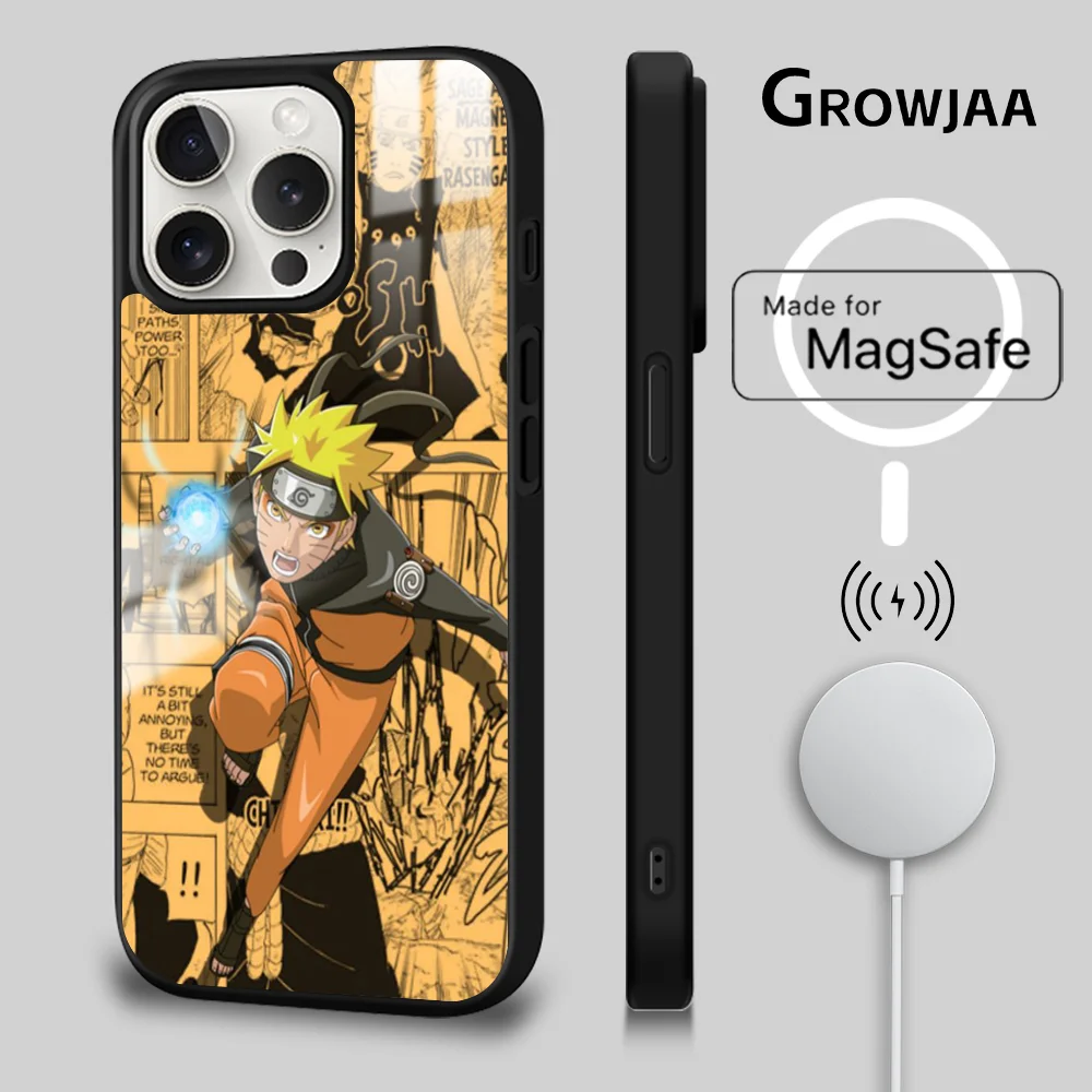 N-NarutO-Japanese Anime Phone Case For iPhone 16 15 14 13 12 11 Pro Max Plus Mini Magsafe Mirror Wireless Magnetic Cover