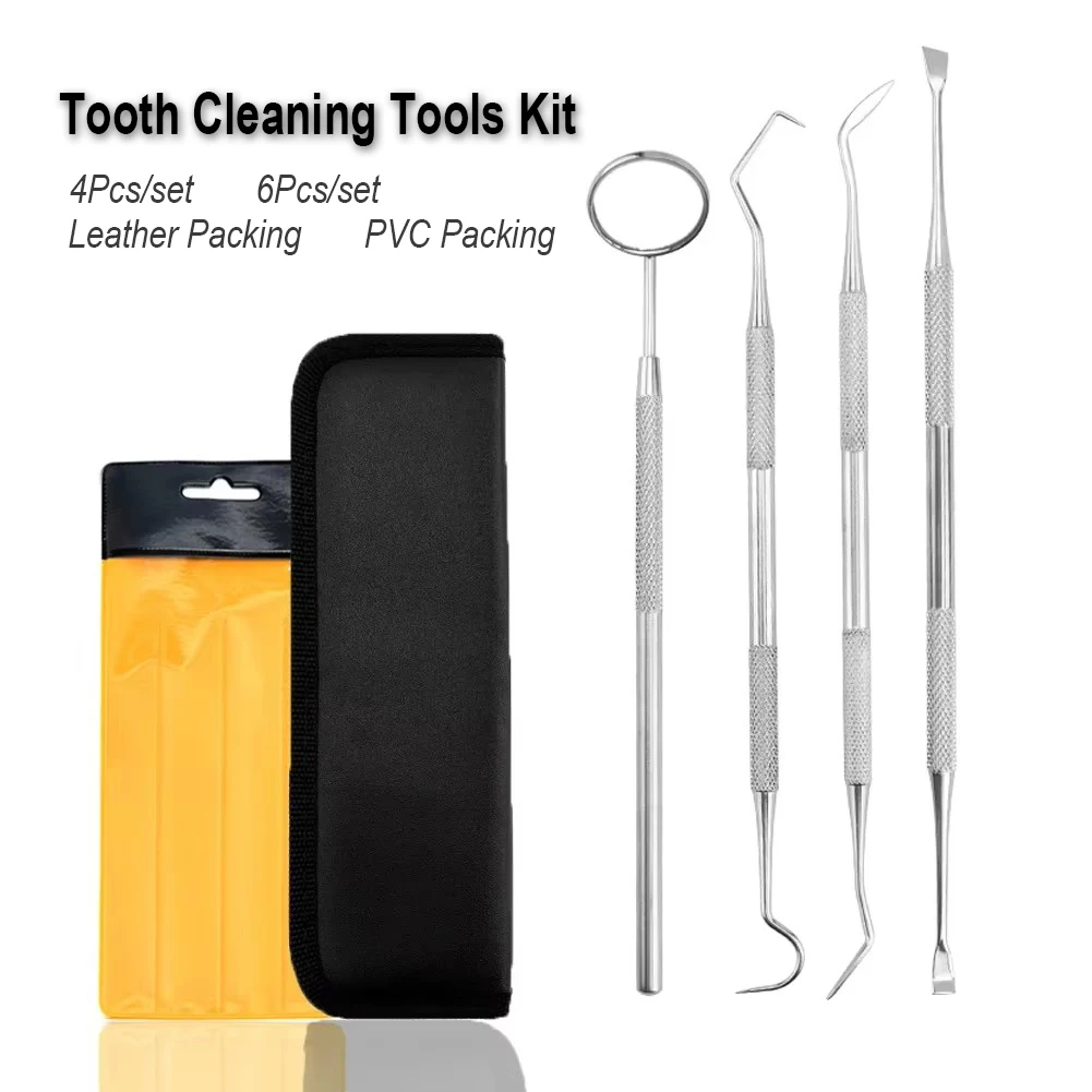 

Oral Hygiene Tooth Clean Tool Kits Mouth Mirror Probe Scaler Tweezer Stainless Steel Dental Instrument Calculus Tartar Scraper