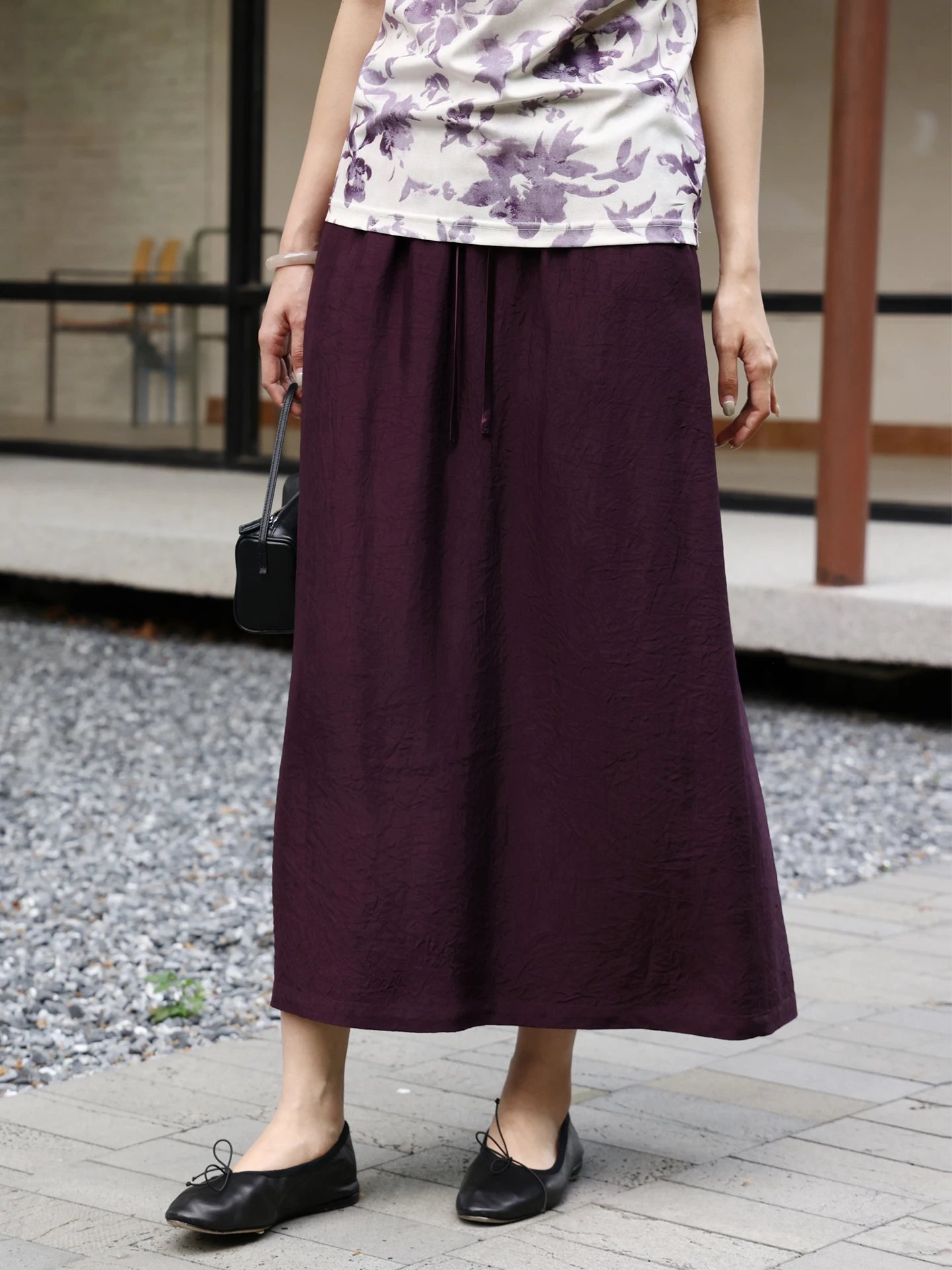 

Elegant Straight Cut Acetate Halter Skirt High Waist Loose Fit Versatile Summer New Arrival Women's Midi Skirt Breathable