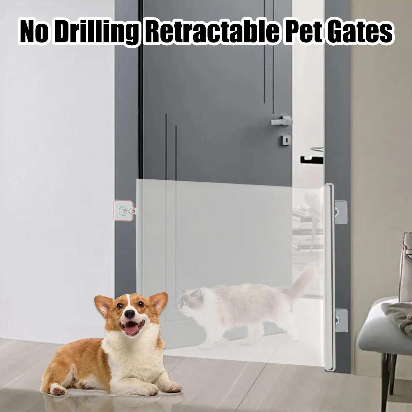 

Pet Gate Retractable Dog Gates Baby Barrier Adjustable Fence Barrier No Drilling Child Safety Screen For Kids Pets Puppy Cat