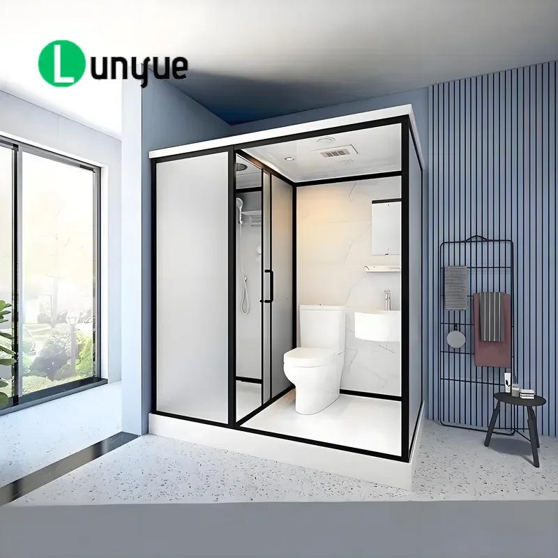 Modern Bathroom Unit Sliding Design Rectangle Acrylic Tray Aluminium Frame Shower and Toilet Combo Space Saving Durable