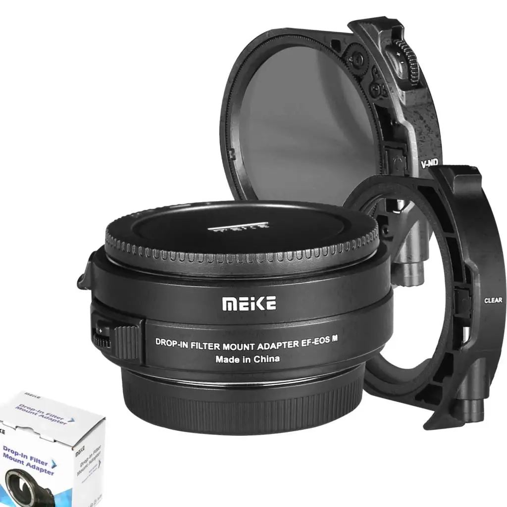 Meike MK-EFTM-C Drop-in Filter Mount  Auto Focus Adapter For EF/EF-S to Canon EOS-M with Variable ND Filter