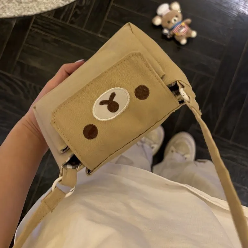 Sac bandoulière Rilakkuma 2026 – Sac à main 3 couches Rilakkuma motif dessin animé – Mini sac de rangement pour téléphone portable, passeport et documents d'identité pour femme 1