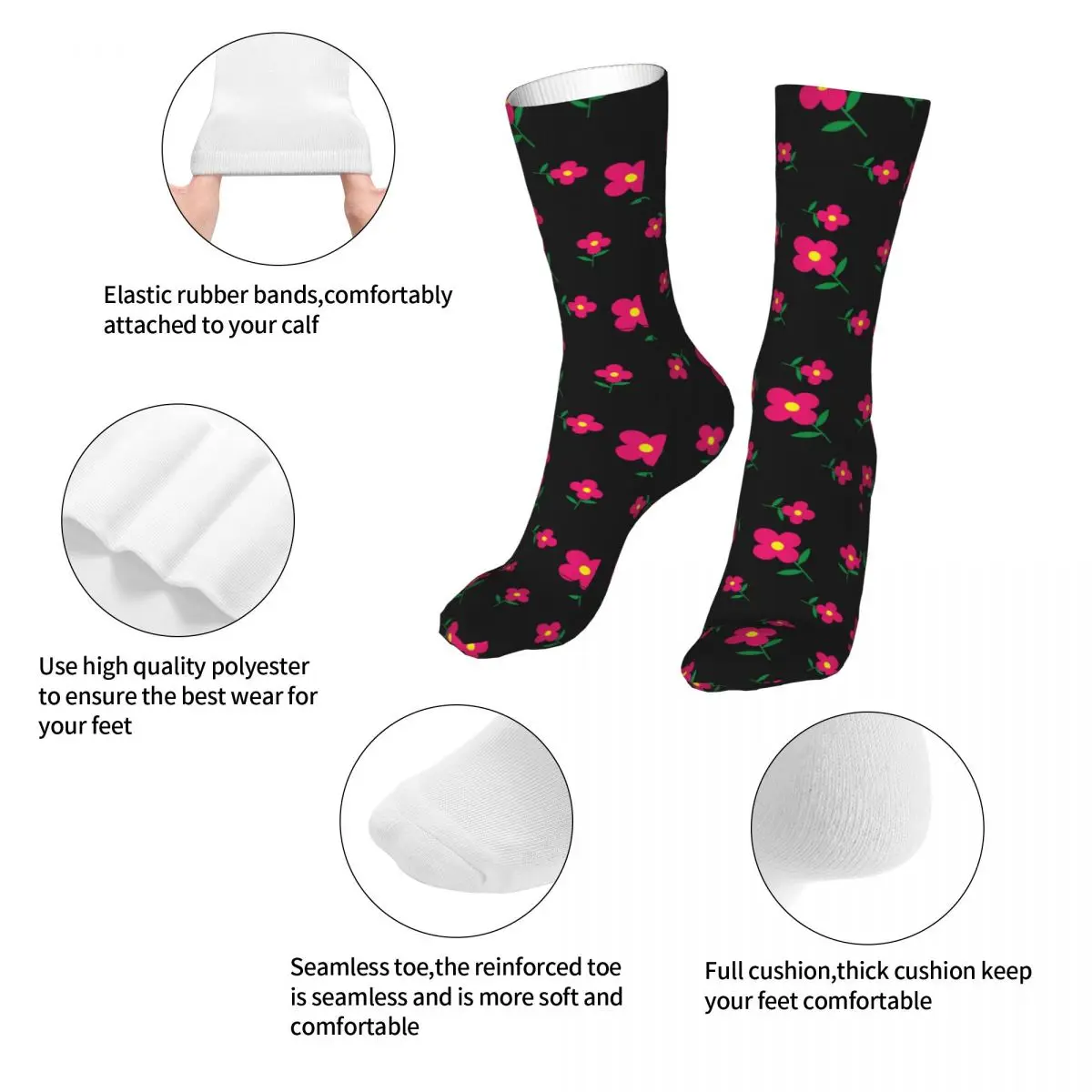 Female Cycling Cute Flower Socks Cotton Compression Woman Socks
